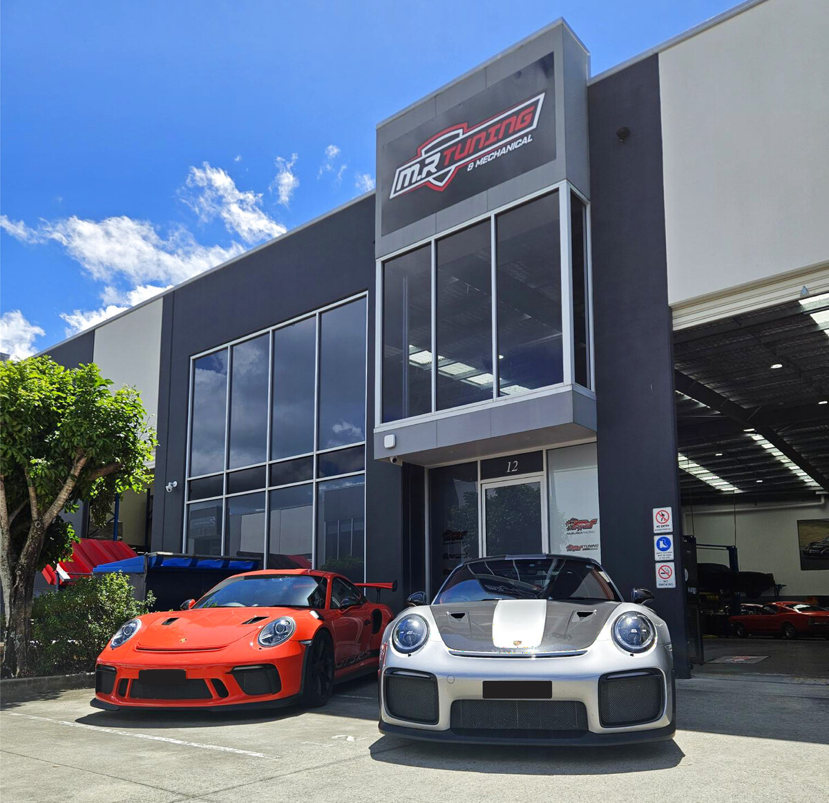 Porsche GT3 RS and 911 GT2 RS at our modern performance car workshop and service center Brisbane Gold Coast