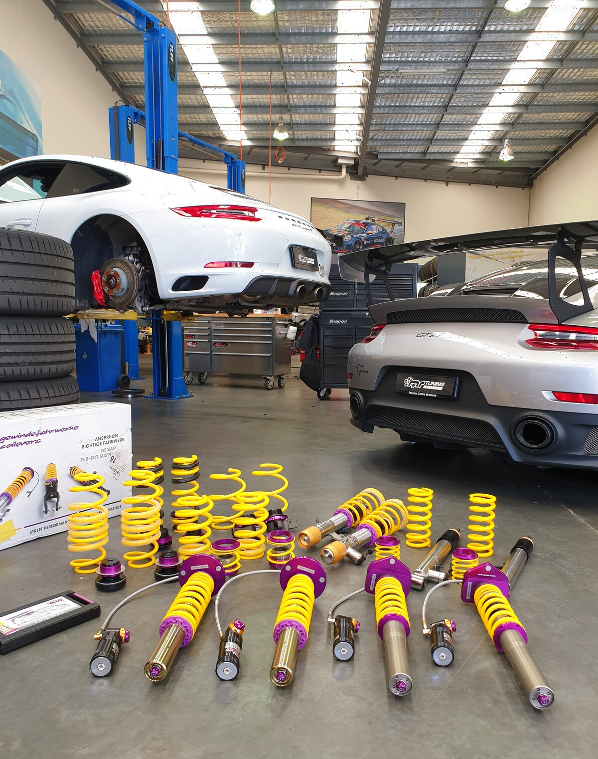 Porsche suspension and coilover installation by our performance specialists Brisbane Gold Coast modern workshop